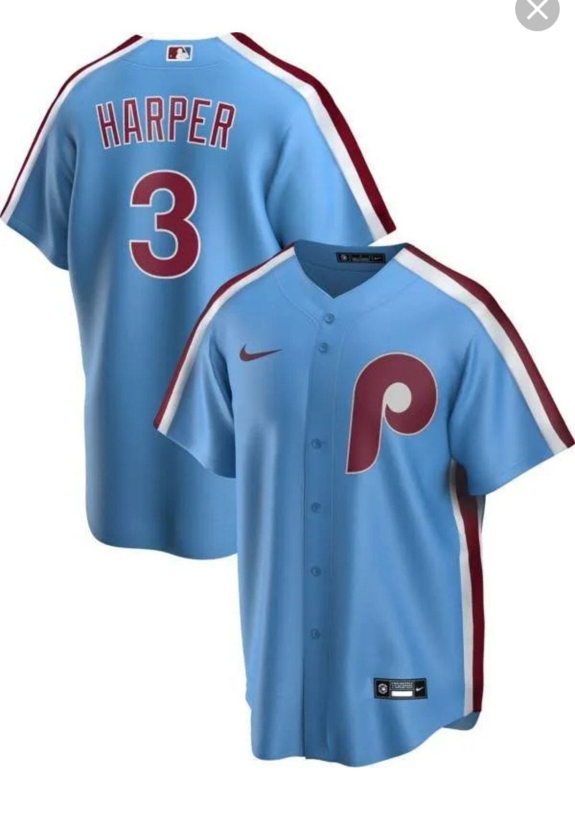 Men Philadelphia Phillies 3 Bryce Harper Nike Light Blue Alternate Replica Player MLB Jerseys